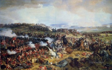 the vision of ezekiel Painting - The Battle of Waterloo The British Squares Receiving the Charge of the French Cuirassiers by Henri Felix Emmanuel Philippoteaux Military War